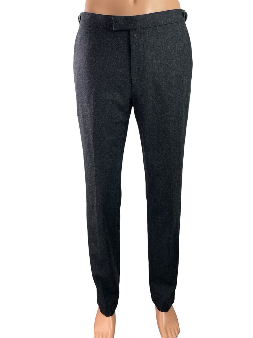 Reiss Men's Black Wool Mid Rise Straight Leg Chino Trousers Dress Pants Size 32